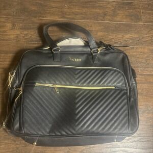 Taygeer Weekender Travel Bag Black Faux Leather Carry On Overnight